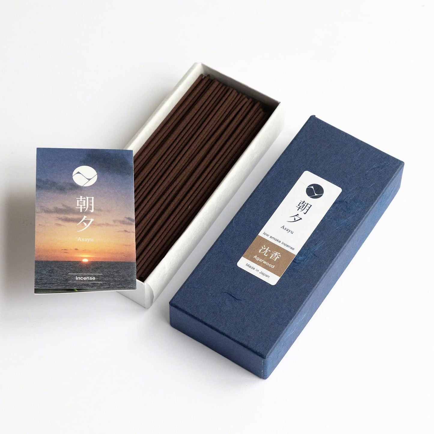 Asayu Japan Low Smoke Incense Gift Set with Incense Holder and Brass Stand, Agarwood Incense Sticks with Zen Holder