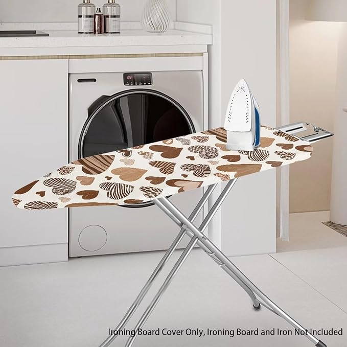 Leopard Hearts Ironing Board Cover Resist Scorching Cover Heavy Duty Padded