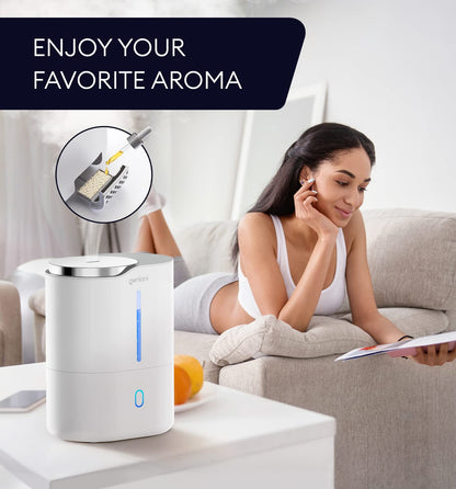 GENIANI Ultrasonic Cool Mist Humidifier for Bedroom, Large Rooms, Home, 4L - Easy Fill & Clean Humidifier for Plants w/Auto Shut-off, 40H Runtime - Quiet, Top Fill Air Humidifier