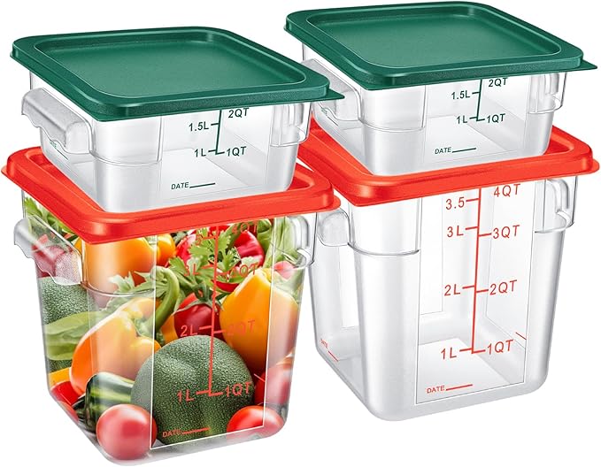 Barydat 4 Pcs Square Food Storage Containers
