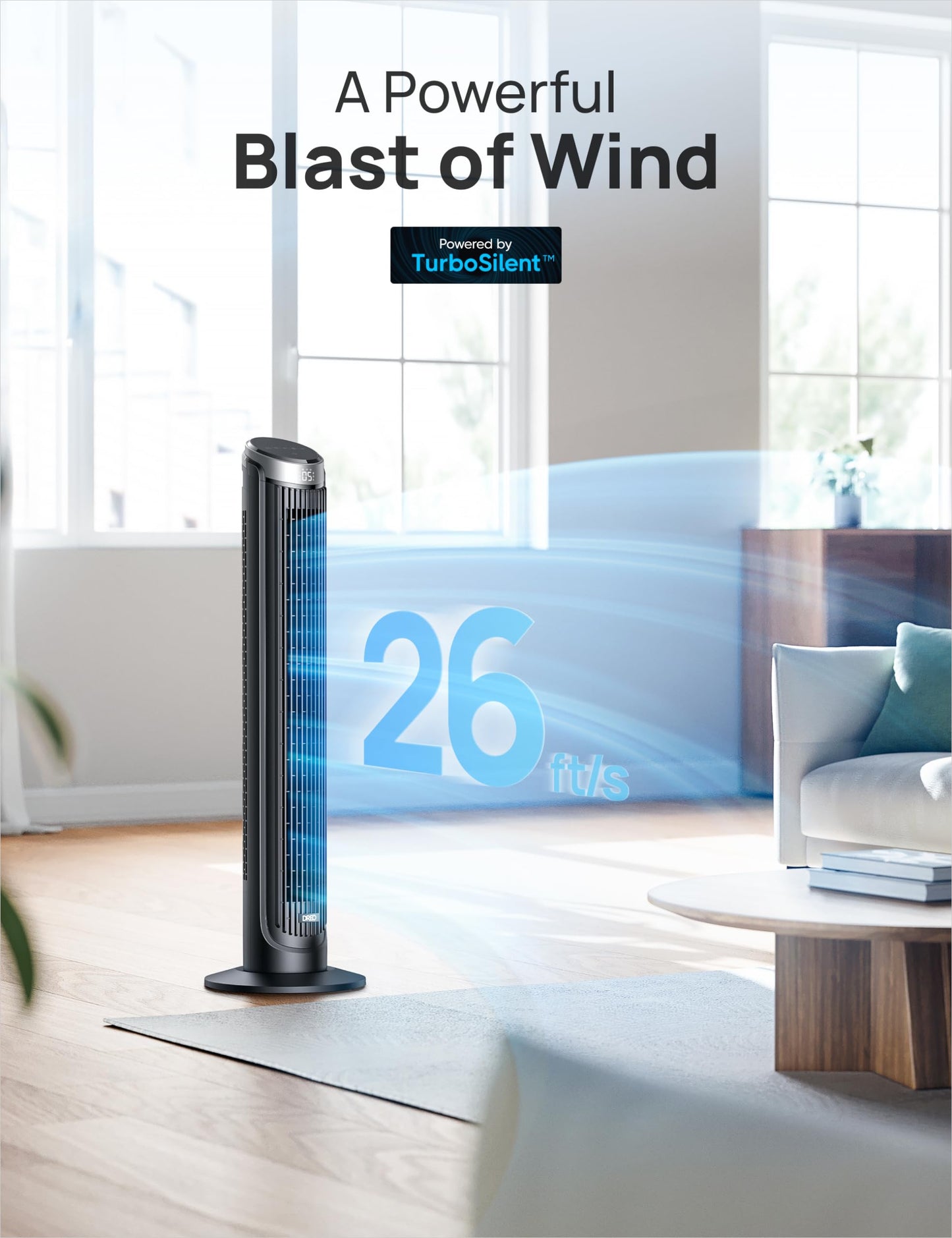 Dreo Smart Tower and Air Circulator Fans Bundle, 90° Oscillating Quiet Bladeless Room Fan with Remote and 13" Table Fan with Remote