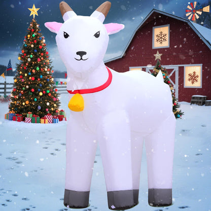 DomKom 6FT Goat Inflatables Christmas Spring, Farm Ranch Blow up Animals Cute, Decorations Outdoor Yard Built-in LED Lights Big Large Decor Party Farm Lawn Holiday Outside