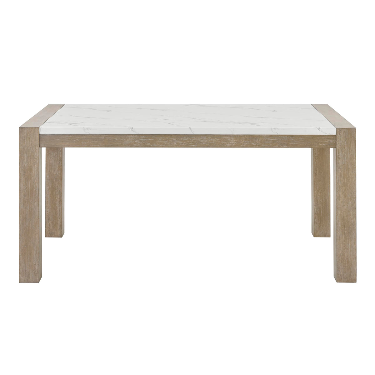 GDFStudio 66" 7-Piece Rectangular Dining Set, White Faux Marble Table with Light Oak Legs, 6 Gray Fabric Upholstered Barrel Chairs, Modern Contemporary Dining Furniture for 6