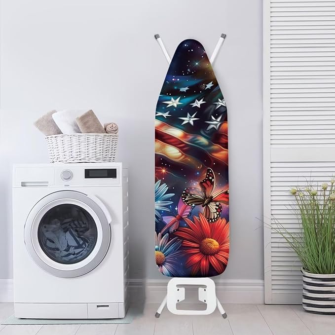 Butterfly 15x54 Ironing Board Cover USA Flag Elastic Edge Applicable Standard