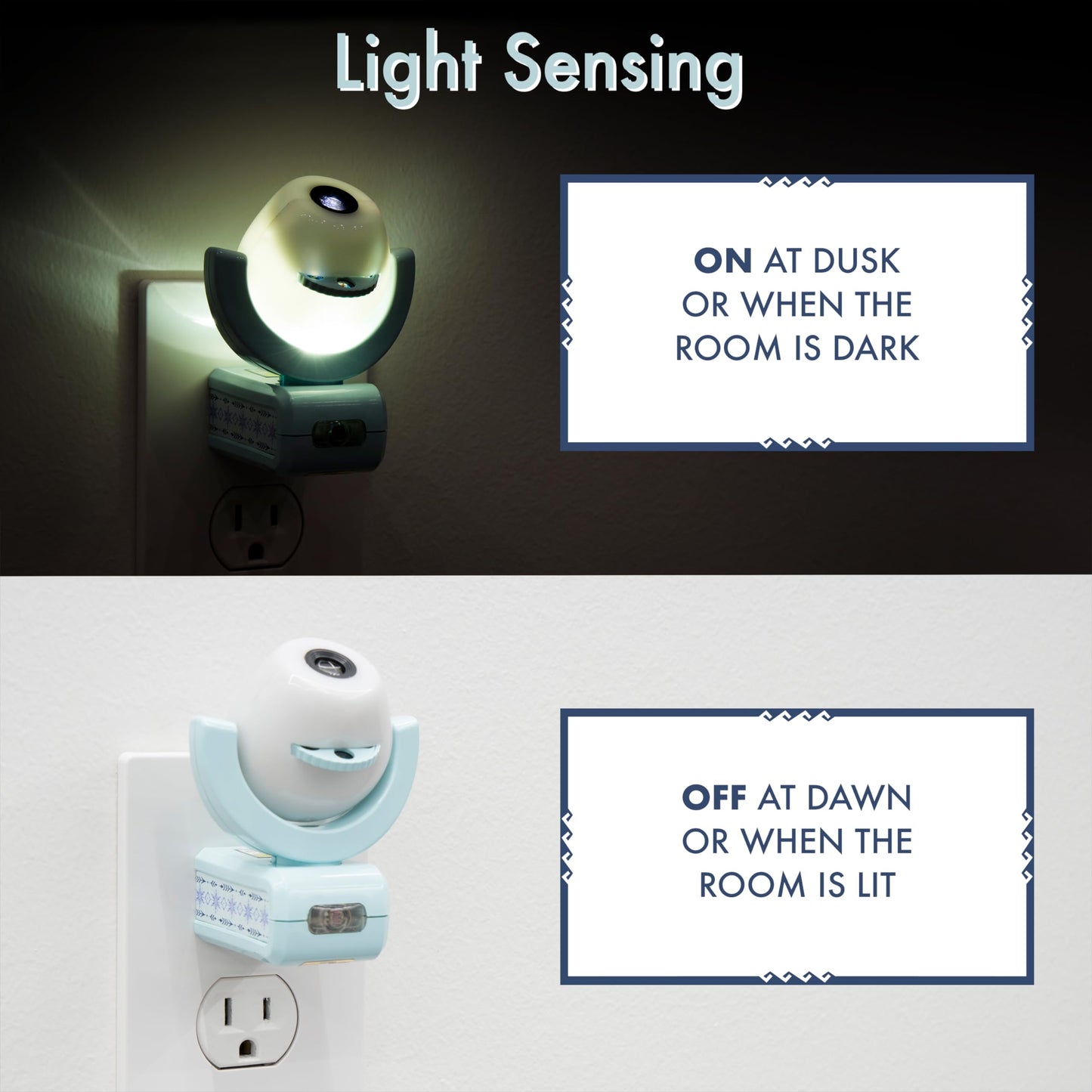 Projectables Disney Frozen Kids LED Night Light Projector, Nightlight Plugs Into Wall with Dusk to Dawn Sensor, Elsa Anna Olaf, Soft Glow for Bedroom Bathroom Nursery Hallway Room Décor, 45028