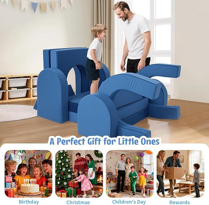 Kids Modular Play Sofa Convertible Foam Play Mat, Transformable Into a Game