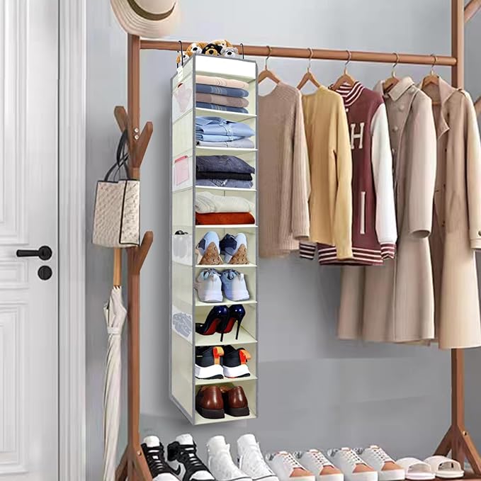 2 Pack Large-Sized Hanging Shoe Organizer 10-Shelf, Sturdy Hanging Closet