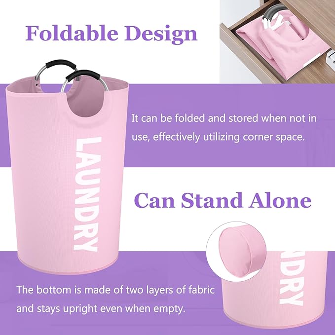 125L Pink Laundry Basket, Extra Large Clothes Basket