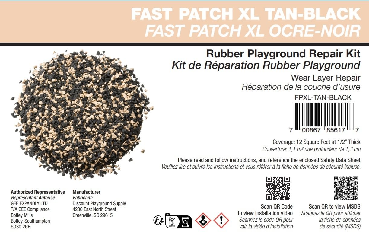 Fast Patch Poured-in-Place Surfacing Repair Kit Fix Rubber Playground (Tan/Black, XL)