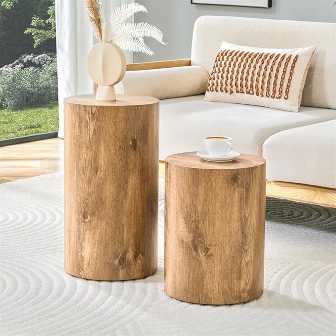 End Table Set of 2, Modern Round Side Table Sofa Couch Tables, Living Room