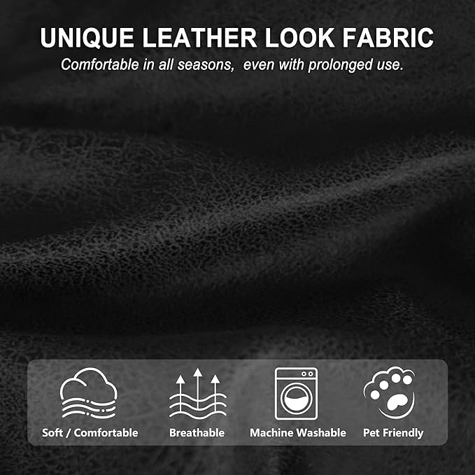 ANARACHON Leather Look Recliner Chair Covers, 4-Pieces Stretch Recliner Cover