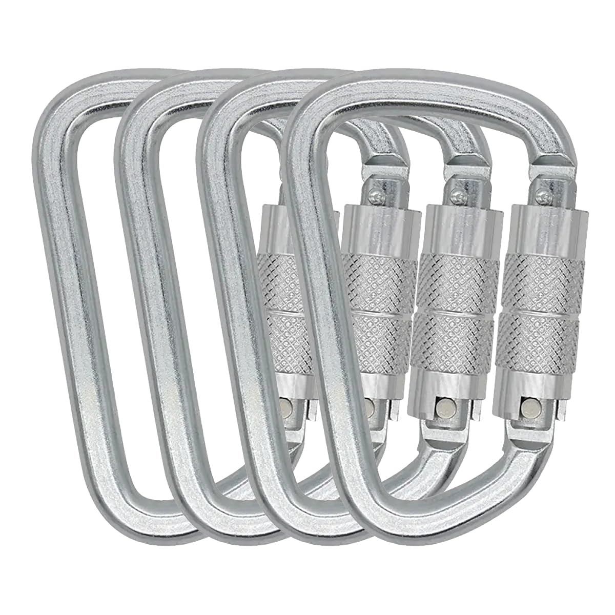 Auto Locking Carabiner 30KN=6500lbs Heavy Duty Large Clip Climbing Carabiner Twist Lock Carabiners for Rock Climbing, Camping, Gym,Rescue (CE Rated,D Shape),Silver