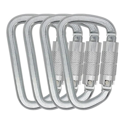 Auto Locking Carabiner 30KN=6500lbs Heavy Duty Large Clip Climbing Carabiner Twist Lock Carabiners for Rock Climbing, Camping, Gym,Rescue (CE Rated,D Shape),Silver