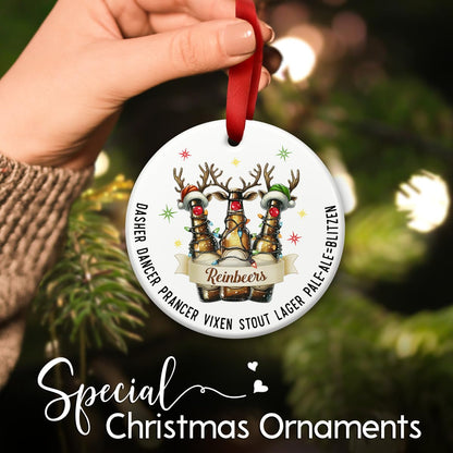 SOL VIBES Beer Christmas Ornaments 2026 - Funny Rein-Beers Ornament for Christmas Tree - Beer Bottle Reindeer Holiday Decoration, Exchange Gift Ideas for Beer Lovers, Friends, Coworkers