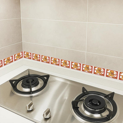 HOMETITUTE Wallpaper Border Peel and Stick Christmas Gingerbread Candy Cane Fall Wreath Wall Decoration Self-Adhesive Border for Bathroom Kitchen Living Room Winter Holiday Decor 4x196 Inch
