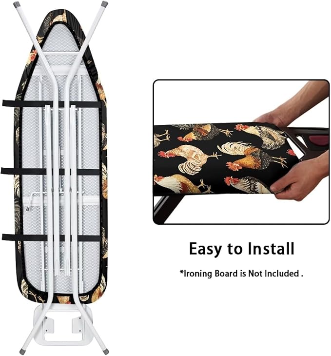 Roosters Pattern Ironing Board Cover and Pad Resist Scorching Cover