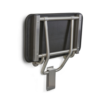 Seachrome 24" x 15" Black Padded Cushion Folding Wall Mount Bench Shower Seat, ADA Compliant