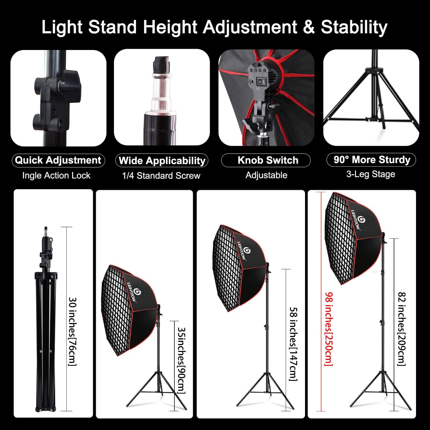 Light Box Photography Lighting Kit:2-Pack 37" Octa Softbox,Honeycomb Grid,110W LED Lamps,RC,Tripod Stands for Studio Light,Video Recording,Portraits,Model/Food/Pet/Baby/Product Shoots & Live Streaming