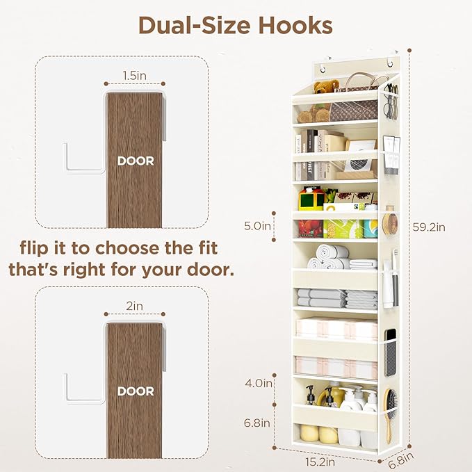 Over The Door Organizer, 6 Shelf Door Hanging Organizers