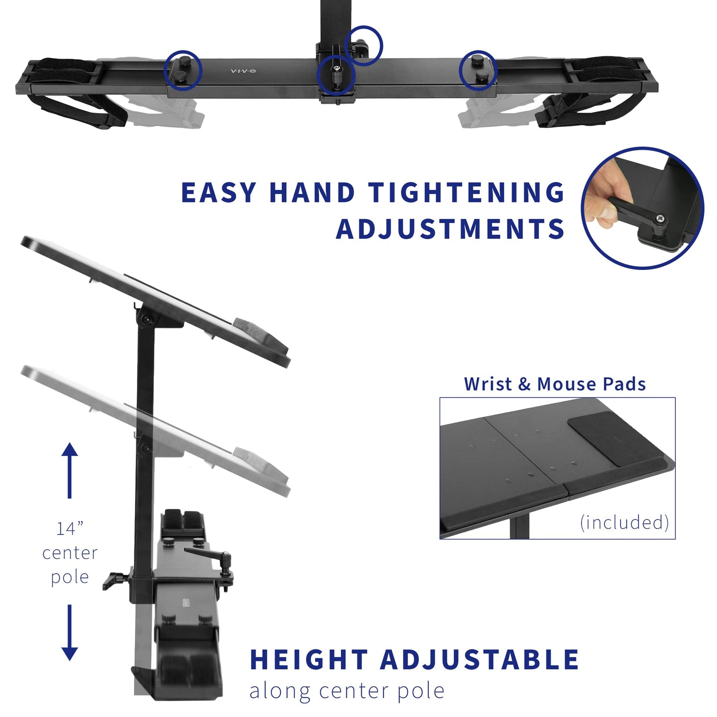 VIVO Universal Laptop Treadmill Desk, Adjustable Ergonomic Notebook Mount Stand for Treadmills Stand-TDML1