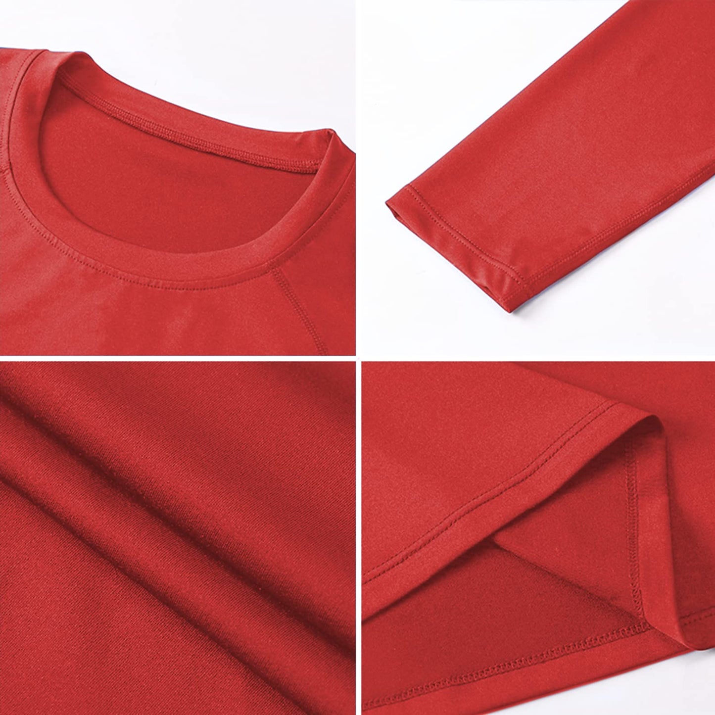 Men's Compression Shirt Long Sleeve Athletic Workout Dry Fit T-Shirts Top Active Sport Gear Baselayer Undershirt Red