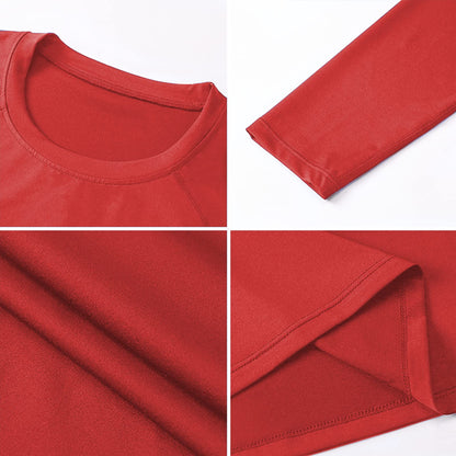 Men's Compression Shirt Long Sleeve Athletic Workout Dry Fit T-Shirts Top Active Sport Gear Baselayer Undershirt Red