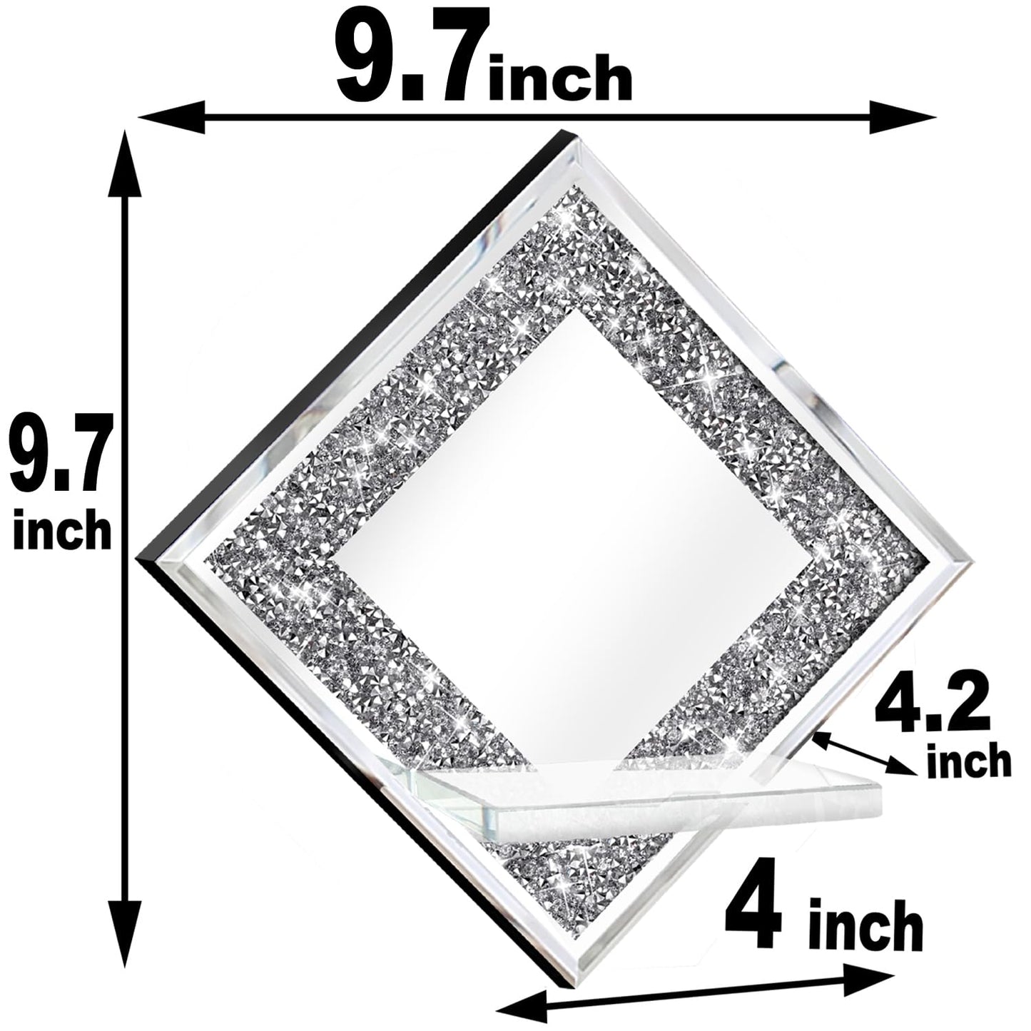 ZOLAPI Crystal Crush Diamond Wall Candle Holder Set of 2, Diamond Silver Mirrored Candle Sconces, Home Wall Decoration for Living Room, Dining Room & Bedroom.