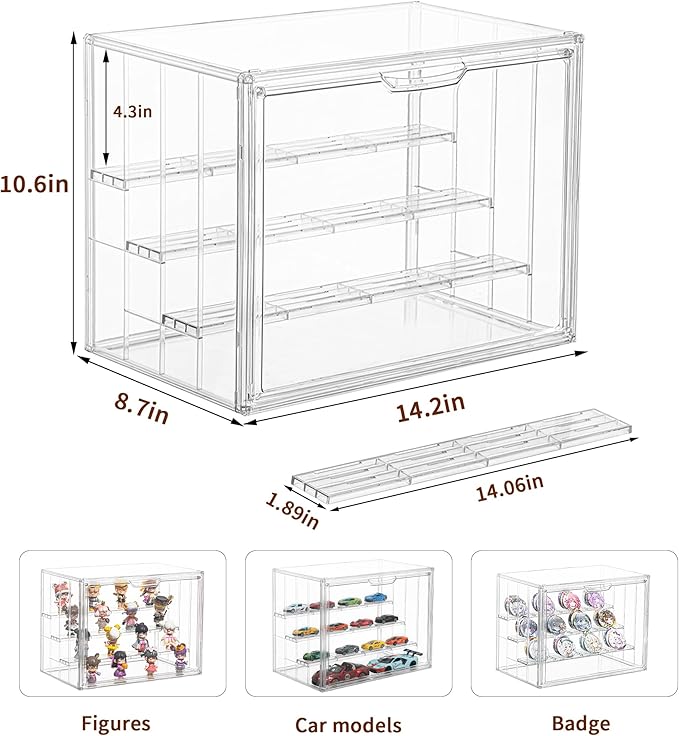 4 Pack Display Case for Collectibles 4 Layer Updated Adjustable Acrylic Display