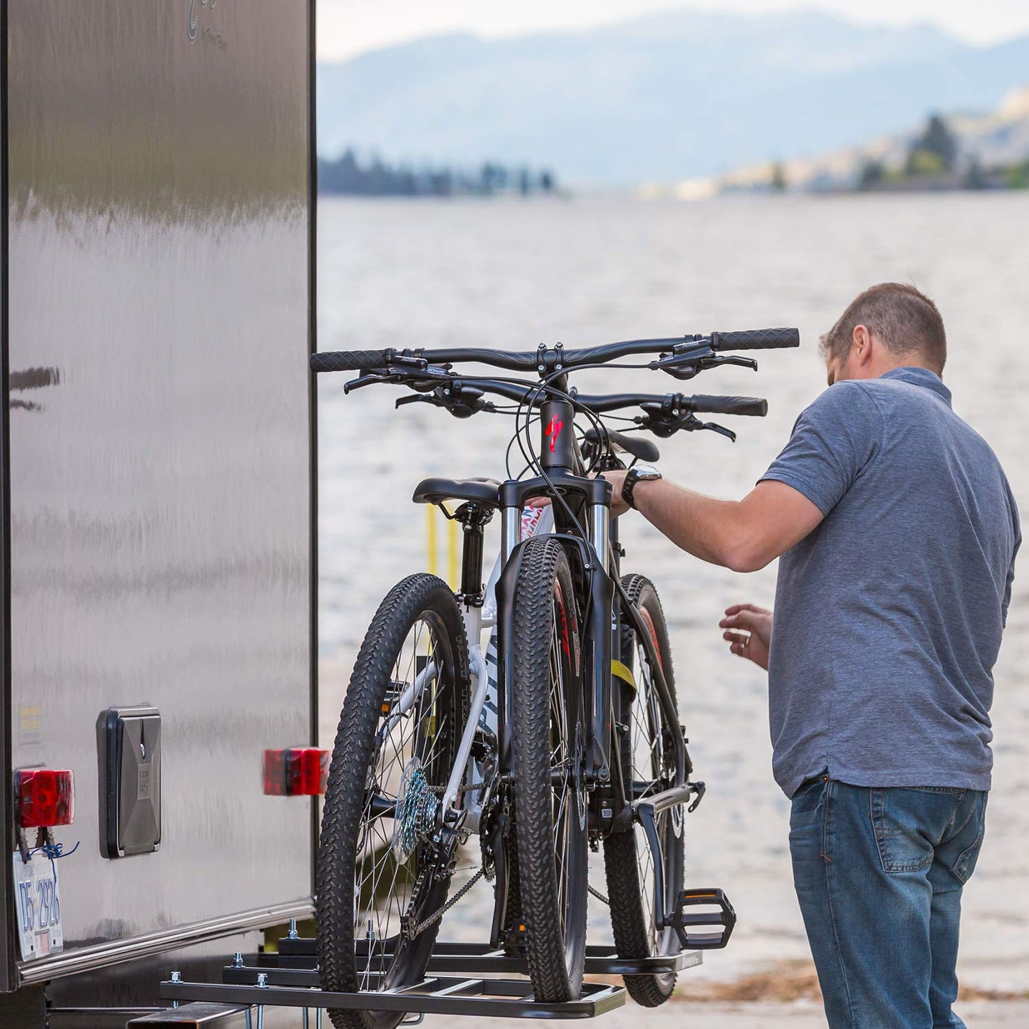 Swagman RV Approved 2 Bike RV Bumper Mount Rack – U-Bolt Mounted Carrier for Travel Trailers and RVs