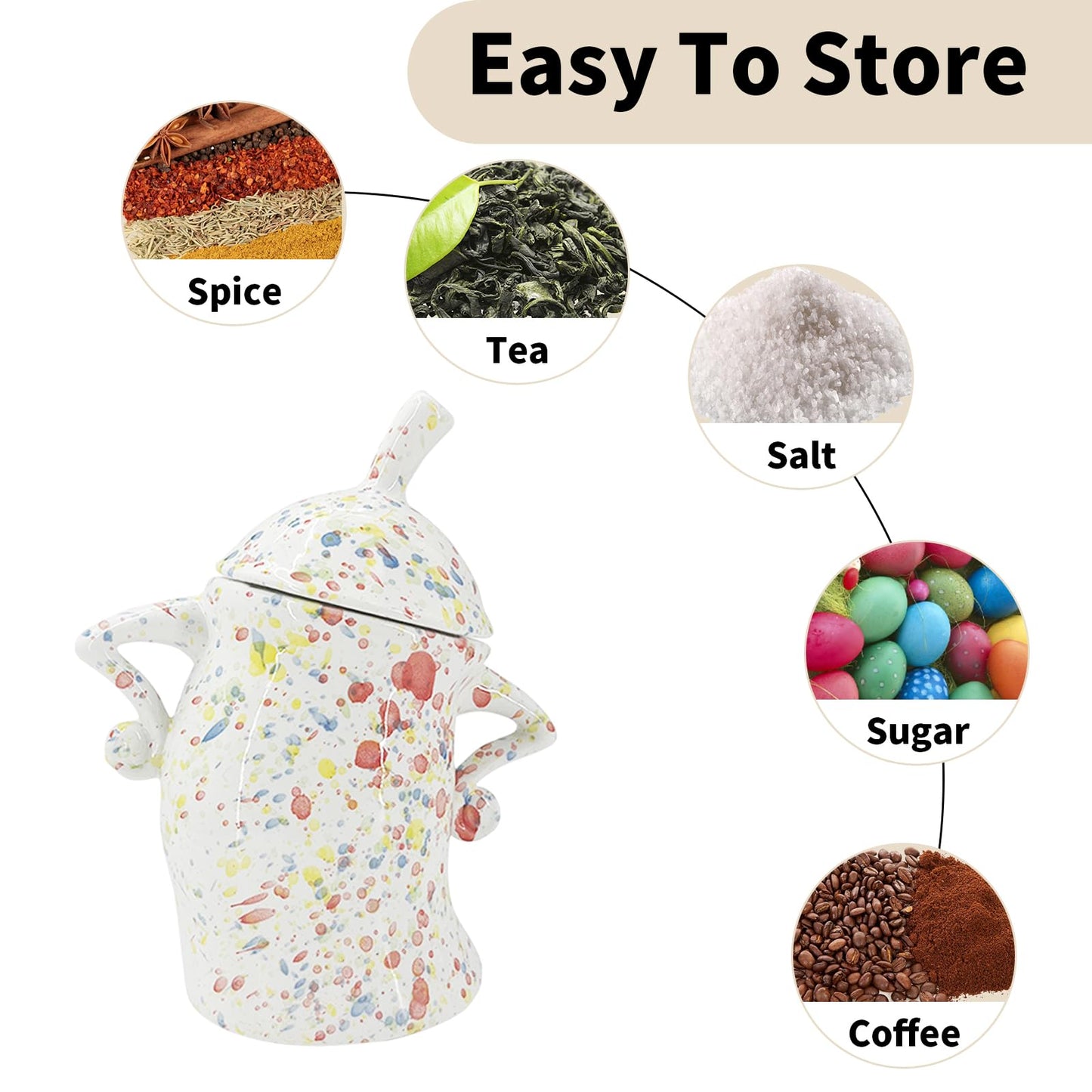GXOPIEV Ceramic Canister with Attitude 28oz Sassy Canister, CeramicTea Canister, Colorful Ceramic Coffee Canister for Coffee Beans, Tea, Sugar, Salts, Spice and More (800ml)