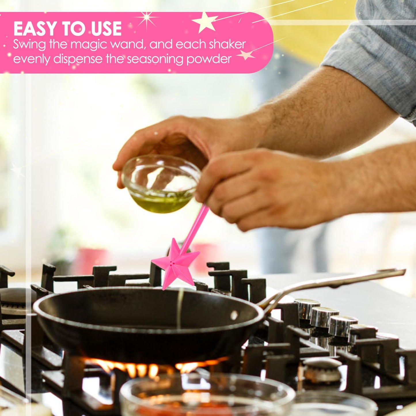 Wand Salt and Shakers, Exquisite Design, Multipurpose, Easy to, for Halloween Christmas Kitchen (Three Holes)