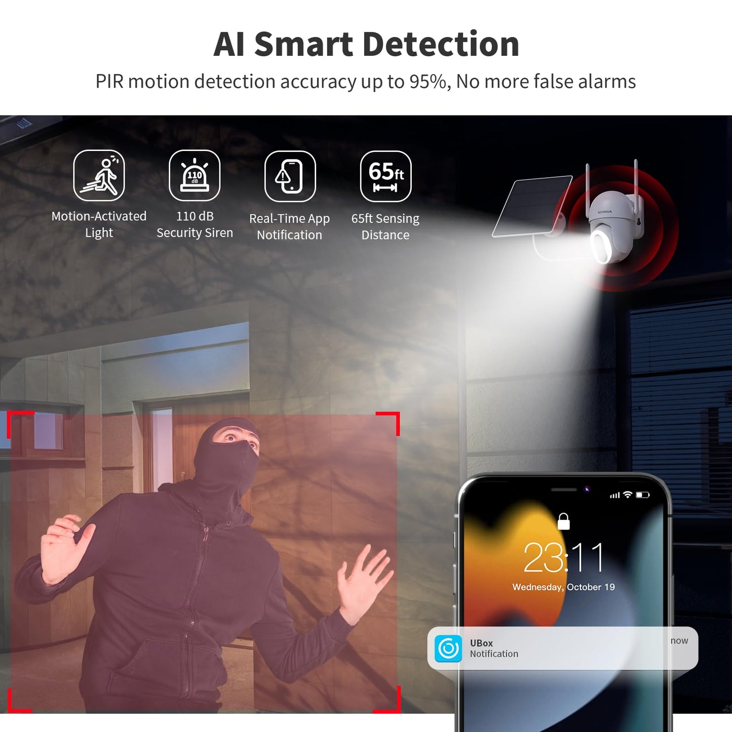 SEHMUA 2K Solar Security Cameras Wireless Outdoor, 2 Pack 360° View Pan/Tilt WiFi Security Camera Outside with Color Night Vision,Easy to Install, PIR Alarm, 2-Way Audio