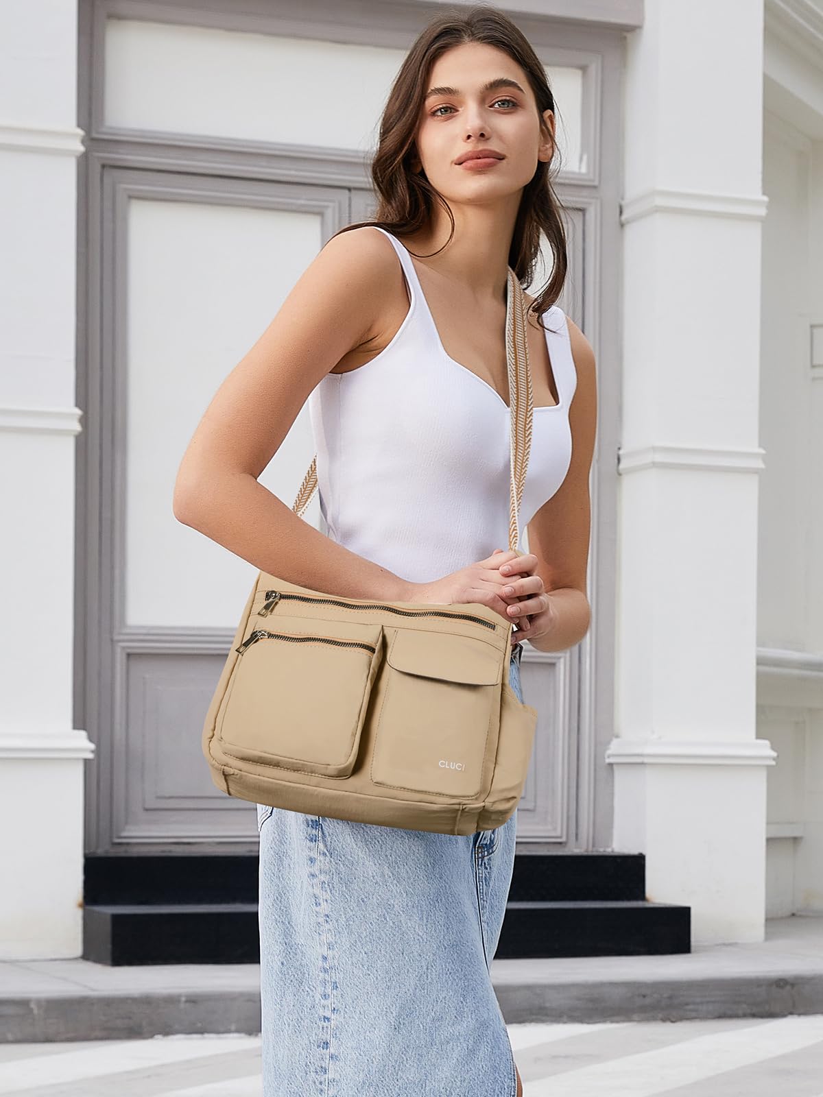CLUCI Travel Purses for Women, Waterproof Nylon Crossbody Bags for Woman Trendy, Anti Theft Shoulder Handbags for Ladies