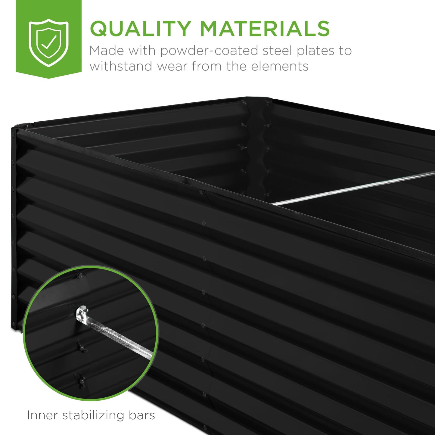 Best Choice Products 6x3x2ft Outdoor Metal Raised Garden Bed, Deep Root Box Planter for Vegetables, Flowers, Herbs, 269 Gallon Capacity, 100% Non Toxic Materials - Black