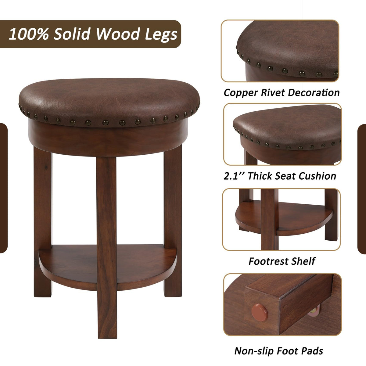 KEIKI 60" Solid Pine Wood Bar Table Set with 3 PU Stools Chairs, Long Bar High Top Dining Table & Upholstered Stools, Behind Couch Sofa Counter Height Pub Table for Breakfast, Kitchen Living Room