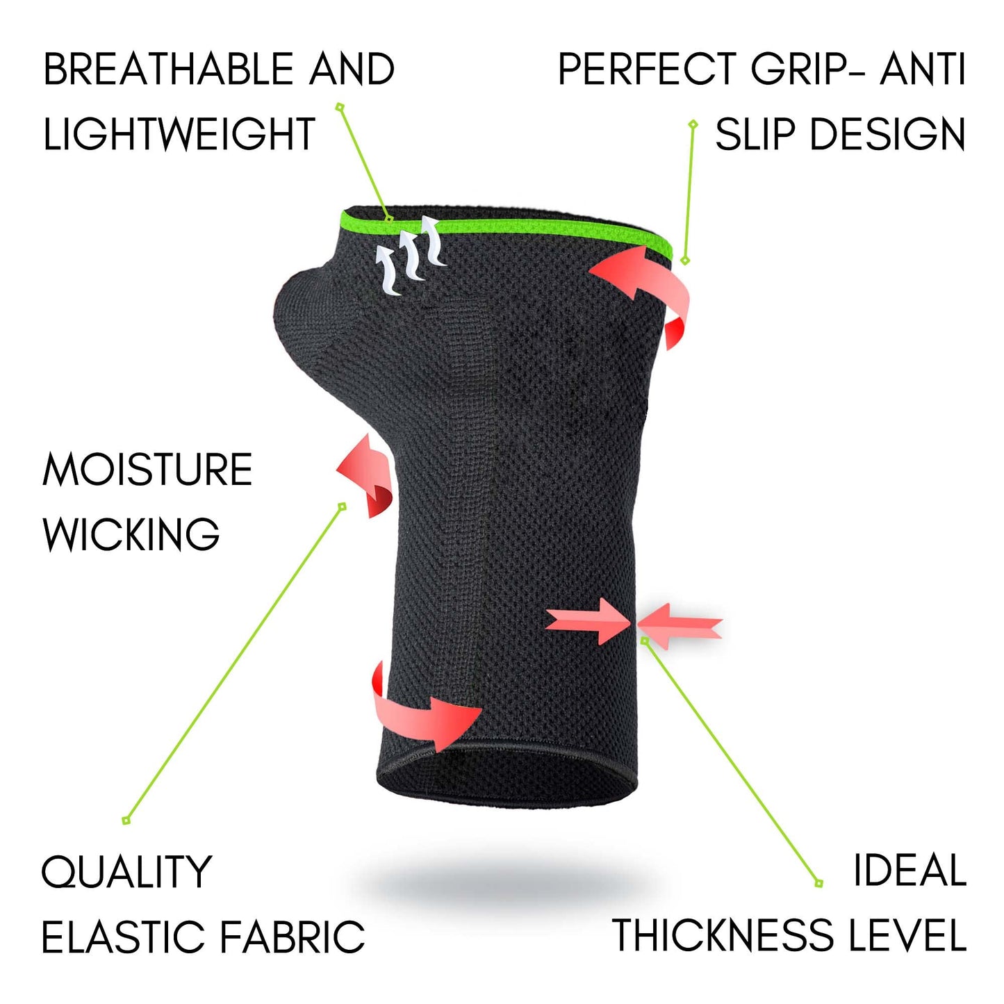 ikido Wrist Compression Sleeve, Wrist Support Brace for Fitness, Weightlifting, Workout, Gym, Carpal Tunnel Hand Sleeve for Tendonitis, Arthritis, Sprains (1, X-Large)
