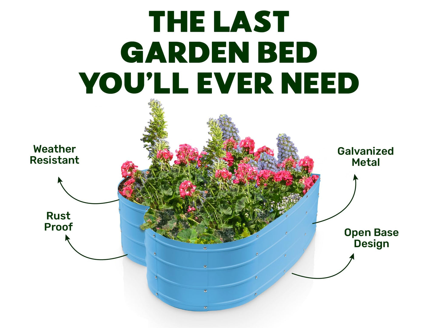 Plant & Plot Galvanized Raised Garden Beds Outdoor // Planter Raised Beds for Gardening, Vegetables, Flowers // Large Metal Garden Box (Teal) // Tool-Free Assembly