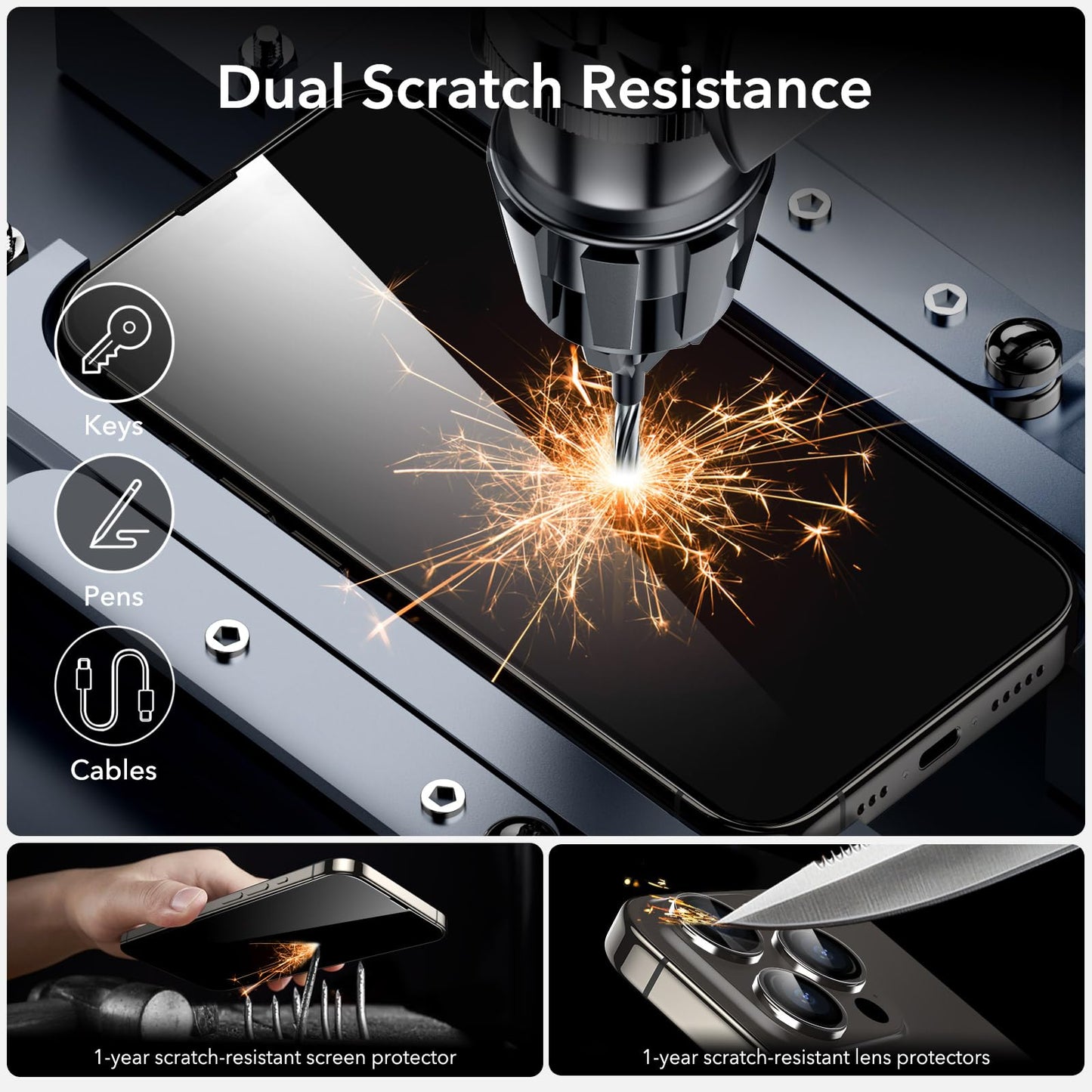 ESR 3 Pack for iPhone 15 Pro Max Screen Protector, [9H Hardness] [Military Grade Shatterproof] Full Coverage Tempered Glass Film with Easy Installation Tool, HD Clear, Scratch Resistant