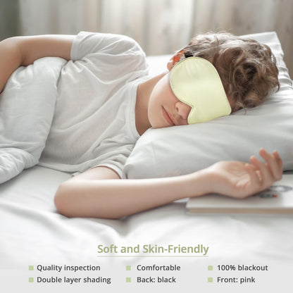 Kids Sleep Mask Eye Cover, 100% Real Natural Pure Silk Eye Mask with Adjustable Strap, Blindfold Kids Eye Mask for Sleeping, Eye Shade for Boys Girls and Adult, Pressure-Free Comfort (Black)