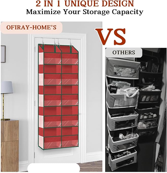 Christmas Over The Door Organizer 5 Tiers, Extra Large Behind Door Storage of