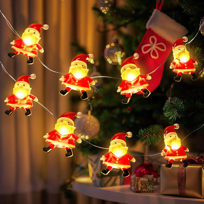 Coquimbo Christmas Decorations Indoor Lights, 10FT 30 LED Christmas Santa Claus Fairy String Lights Battery Operated for Xmas Tree Party Festive Holiday Christmas Gifts Cute Room Decor
