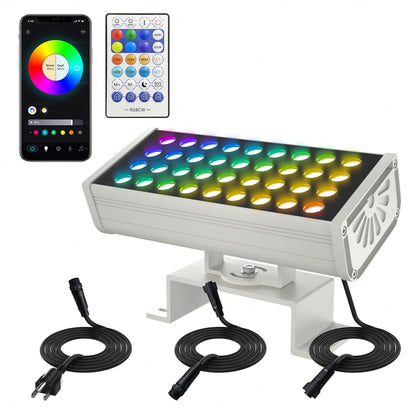 Jabbatek Party Lights Outdoor Smart Flood Light, 180W RGBCW Color Changing LED, 2700–6500K Tunable White, WiFi App & Voice Control, 50 Scenes, 1–100% Dimmable, IP65 Linkable Wall Washer Lights