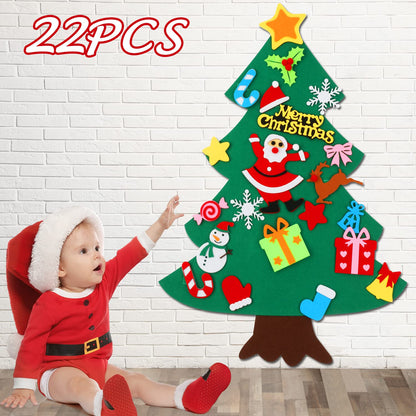 CASA CLAUSI Felt Christmas Tree for Kids DIY Christmas Decorations 2.6ft Xmas Gifts Ideas Kids Party Supplies Home Door Hanging Decor 22 Pcs
