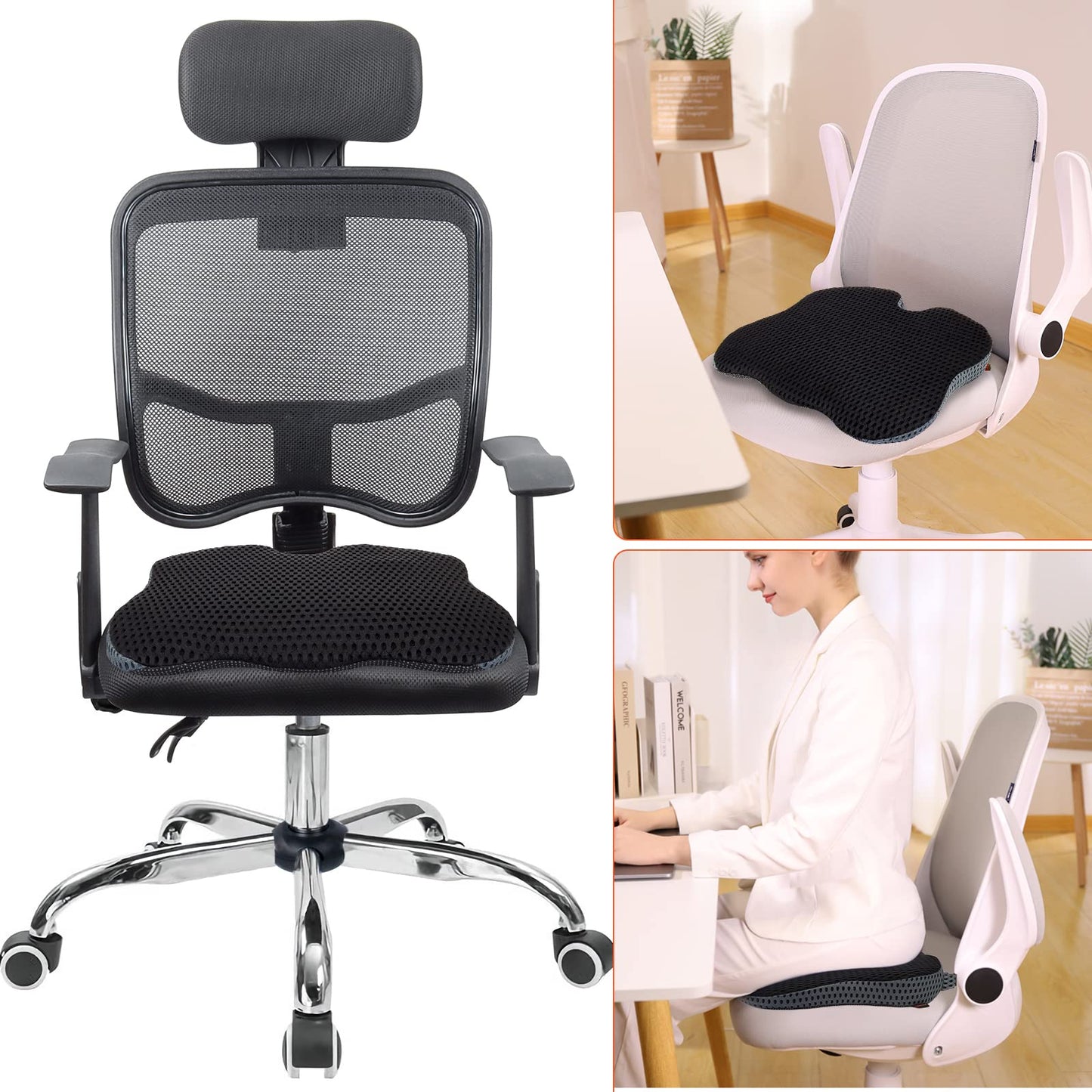 ZHOOGE Car Seat Cushion Pillow, Memory Foam Driver Seat Cushion Car Seat Pad, Wedge Seat Cushion for Office Chairs, Kitchen Chairs, Recliner (Black)