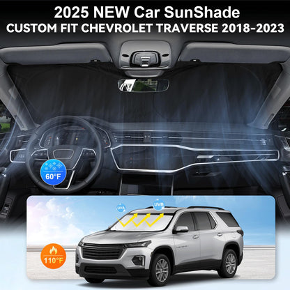 Sunshade for Chevrolet Traverse Windshield Sun Shade Cover Custom Fit 2018-2024 2025 Chevy Traverse LS, LT, RS, Redline, Premier, High Country SUV Accessories Front Window Shield Sun Visor Block UV