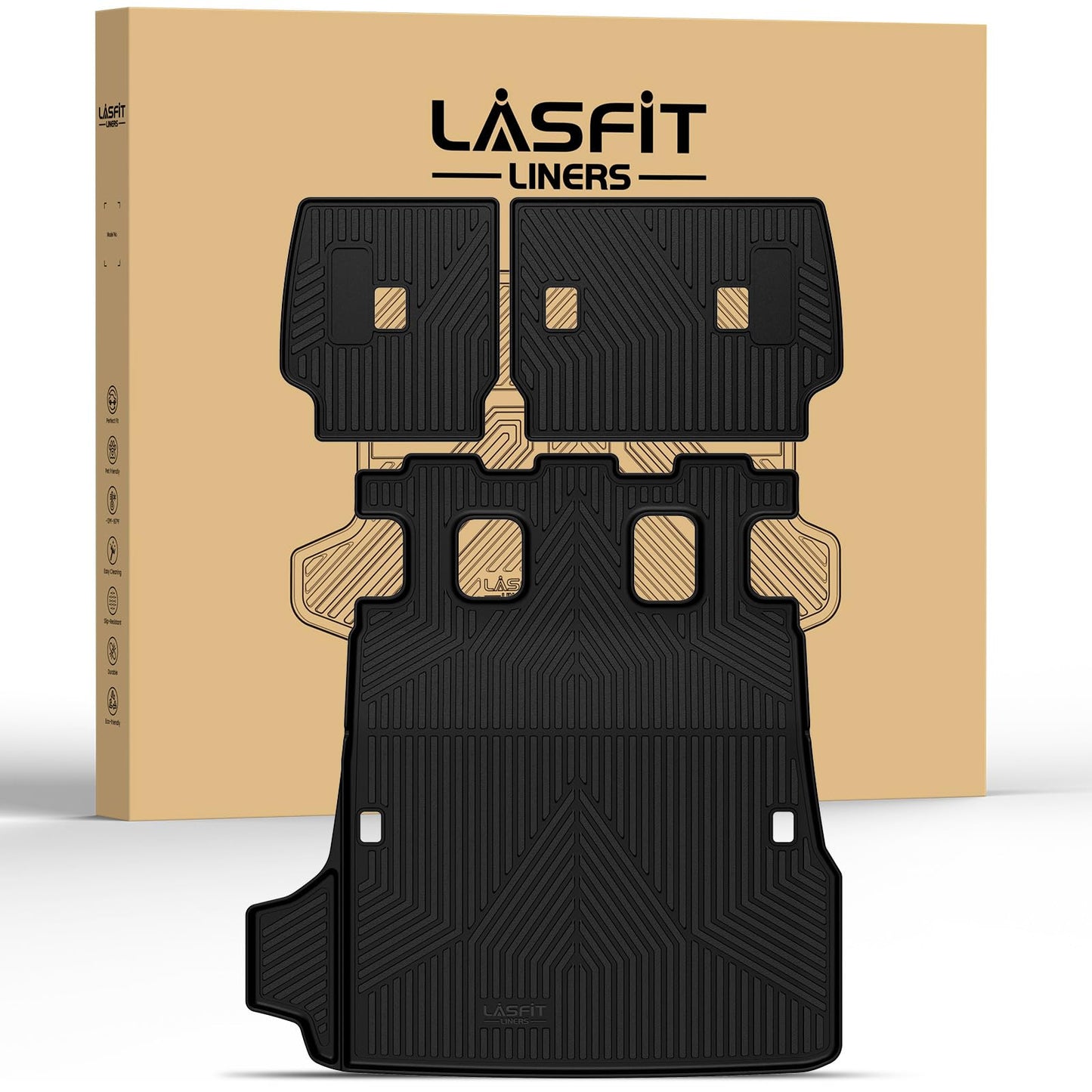 LASFIT Trunk Mat&Backrest Mat for Toyota 4Runner 2025-2026 5-Seater Gas Only(Not Fit Hybrid or 7-Seater), All Weather TPE Custom Fit Cargo Liner for 6th gen 4Runner SR5/TRD/Limited Cargo Mat