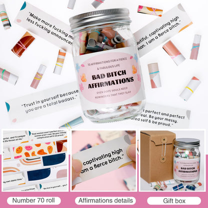 70 Positive Messages jar Funny Affirmation Jar Inspirational Reminders/Positive Jar for Women Wife Sister Friends