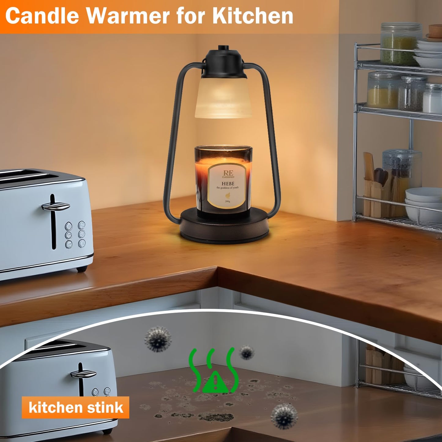 Candle Warmer Lamp with Timer Dimmer - Electric Modern Wax Melt Warmer Black Scented Jar Candles Light Birthday Gifts for Women Mom House Warming New Home Room Decor