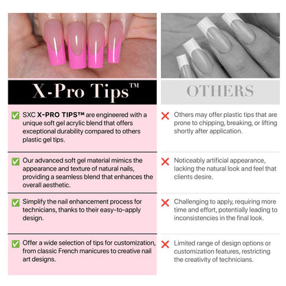 SXC Cosmetics French Tip Press On Nails - Skin Tone Nude and Color Series, Short Coffin X-Pro Tips Starter Kit ST119KIT
