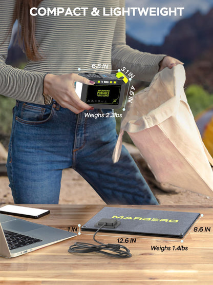 MARBERO Portable Power Station 88Wh Camping Lithium Battery Solar Generator Fast Charging with AC Outlet 120W Peak Power Bank(Solar Panel Optional) for Home Backup Outdoor Emergency RV Van Hunting